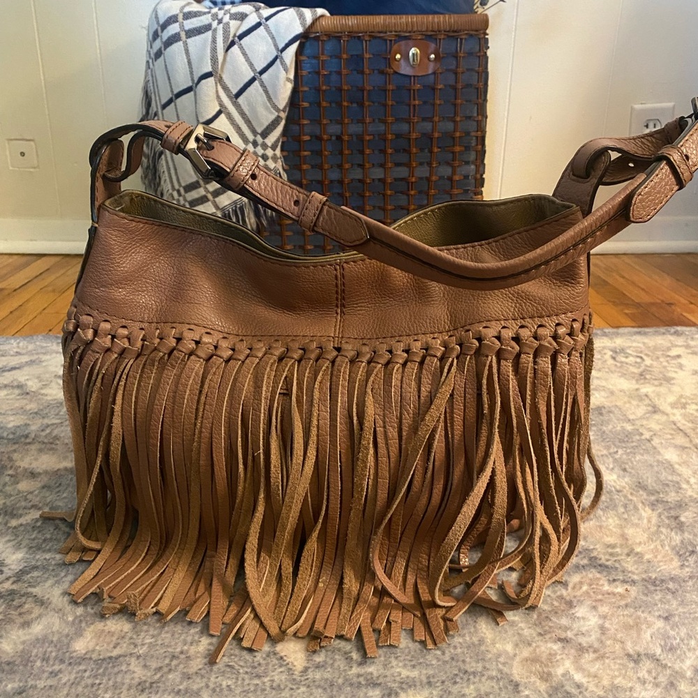orYANY Tan Fringe Shoulder Bag with Boho Style